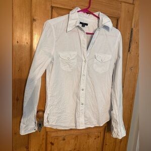 Gap Fitted Button Up Pearl Snap Buttons Sz Med Western Eclectic Grandpa Y2K